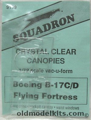 Squadron 1/72 B-17 C/D Flying Fortress Replacement Canopy Set, 9139 plastic model kit